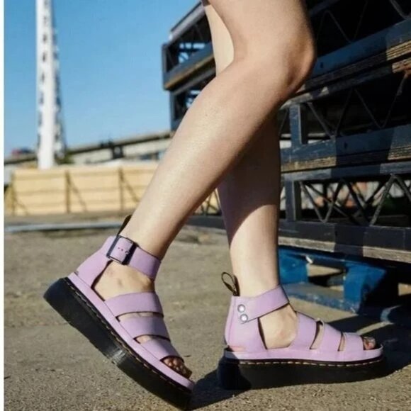 Doc Dr. Martens Clarissa II Platform Strap Sandals Lilac Leather EU 42 US 10 NEW - Picture 1 of 9